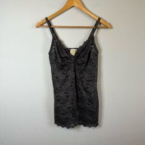 Sis Sis Gray Y2K Lace Gray V Neck Long Camisole Top Size Medium